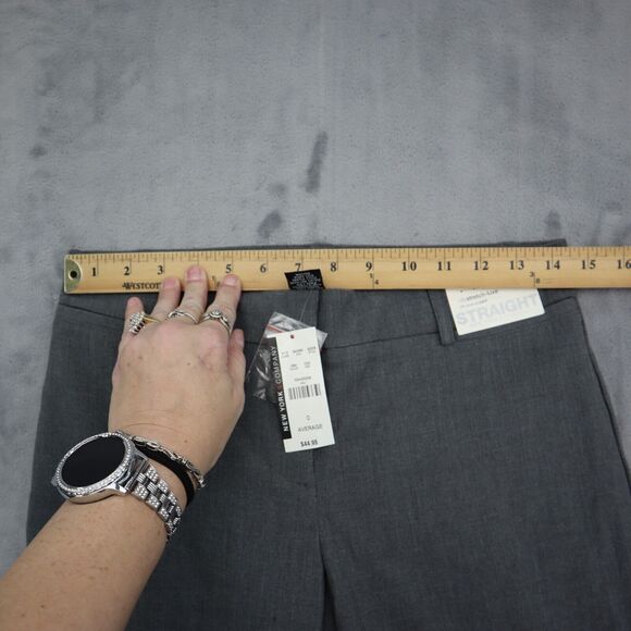 New York Company Pants Womens 0 Gray Mid Rise Stretch Wide Leg Zip Dress Pants - Picture 3 of 16